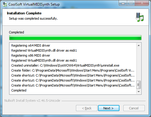 click Next on Coolsoft VirtualMIDISynth